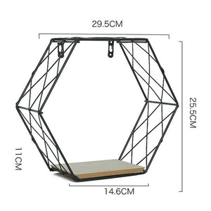 Iron Hexagonal Grid Wall Shelf Combination Wall Hanging Geometric Figure For Wall Decoration