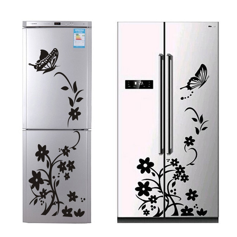 Creative Refrigerator Black Wall Sticker Butterfly Pattern