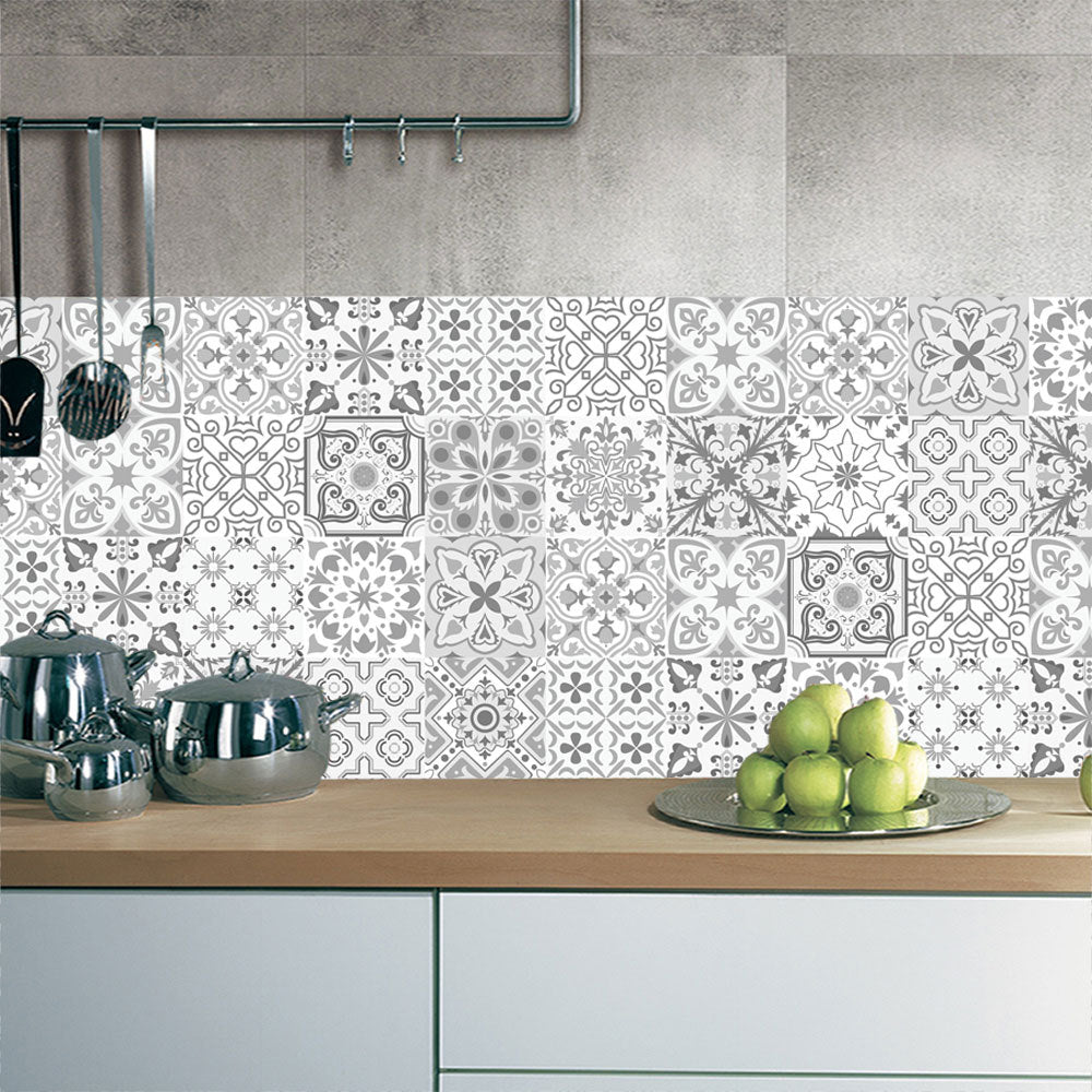 3D Retro Pattern Tile Floor Sticker 20*100cm*1pcs PVC