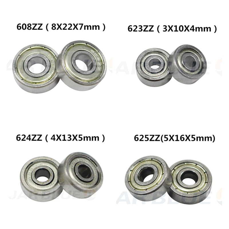 10 PCS  Ball Bearing 608zz 623zz 624zz 625zz 635zz 626zz 688zz 3D Printers Parts Deep Groove Flanged Pulley Wheel