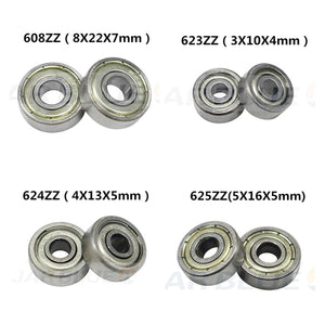 10 PCS  Ball Bearing 608zz 623zz 624zz 625zz 635zz 626zz 688zz 3D Printers Parts Deep Groove Flanged Pulley Wheel