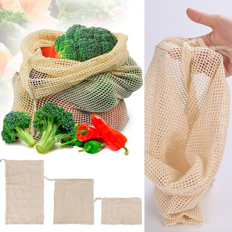 Vegetable Bags Popular Cotton Fruit And Vegetable With Drawstring Reusable