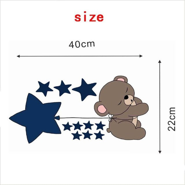 Cartoon Cute Bear Animals Wall Stickers for Kids Room