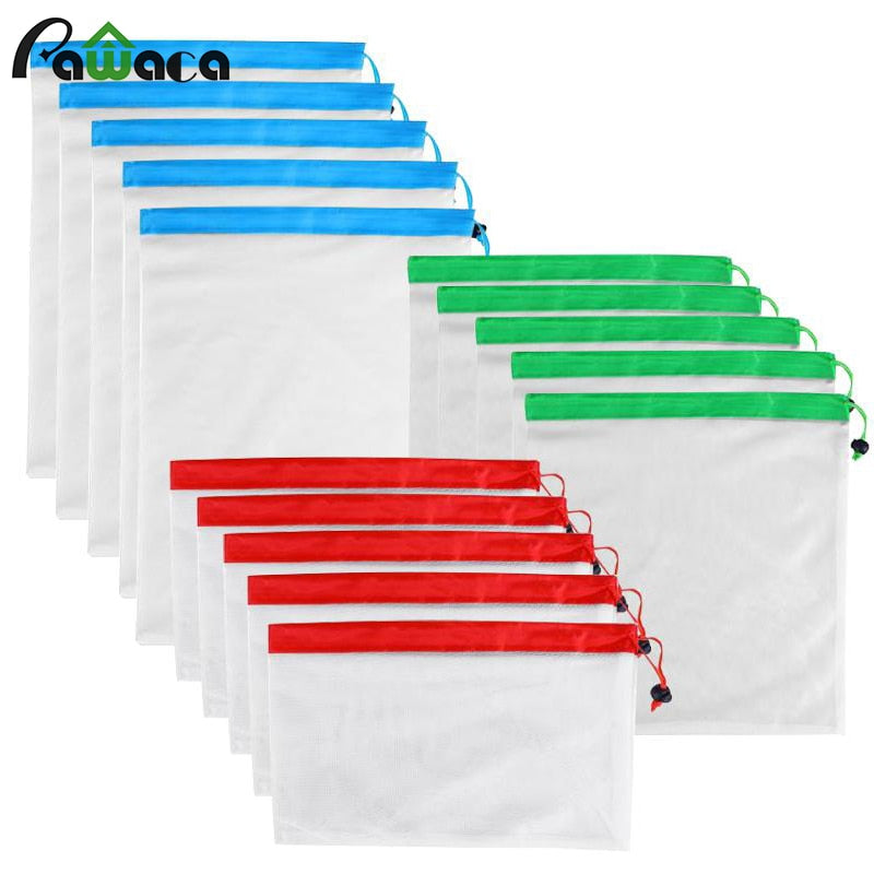 15pcs 12pcs Reusable Produce Bags Washable Mesh