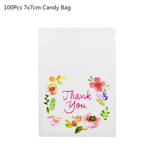 50/100Pcs Plastic Bags Thank you Cookie&Candy Bag