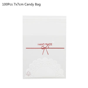 50/100Pcs Plastic Bags Thank you Cookie&Candy Bag