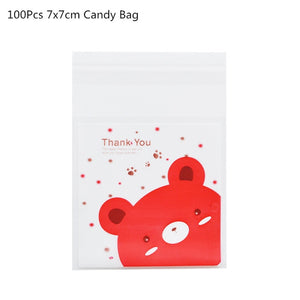 50/100Pcs Plastic Bags Thank you Cookie&Candy Bag