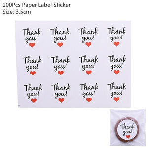50/100Pcs Plastic Bags Thank you Cookie&Candy Bag