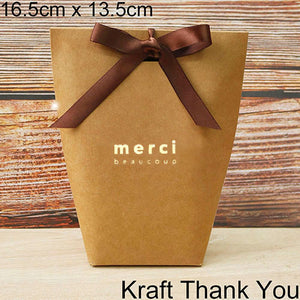 5pcs Upscale Black White Bronzing "Merci" Candy Bag