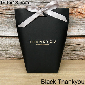 5pcs Upscale Black White Bronzing "Merci" Candy Bag