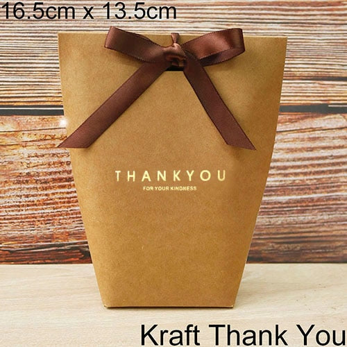 5pcs Upscale Black White Bronzing "Merci" Candy Bag