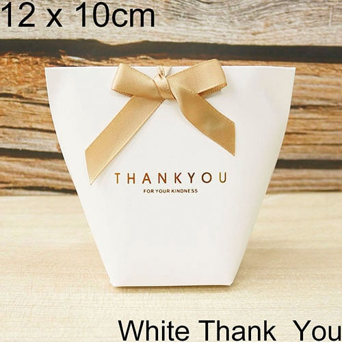 5pcs Upscale Black White Bronzing "Merci" Candy Bag