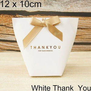 5pcs Upscale Black White Bronzing "Merci" Candy Bag
