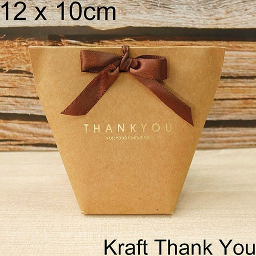 5pcs Upscale Black White Bronzing "Merci" Candy Bag