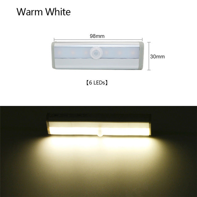 Wireless LED Under Cabinet Light PIR Motion Sensor Lamp 6/10