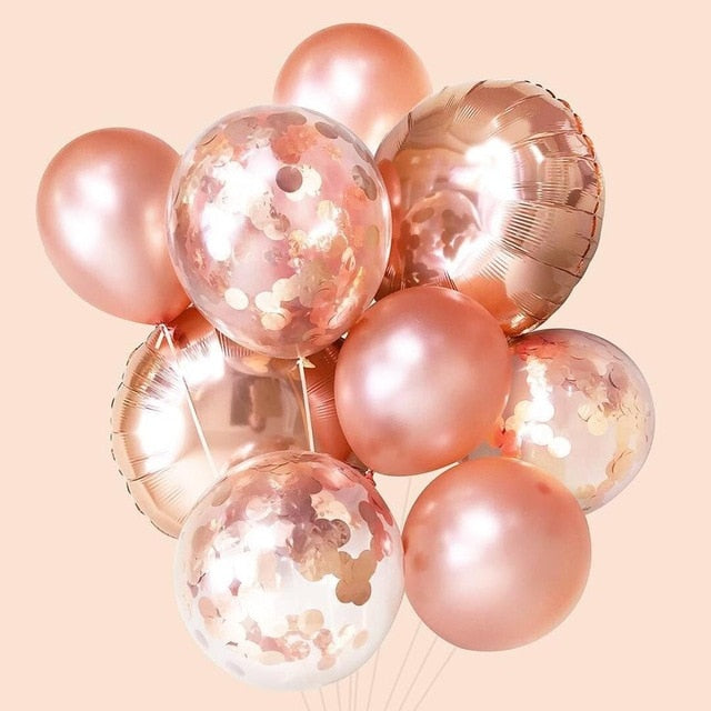 Rose Gold Party Balloons 14 PCS