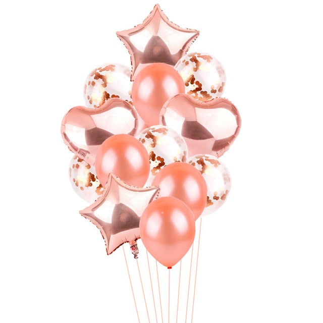Rose Gold Party Balloons 14 PCS