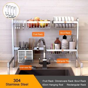304 Stainless Steel Kitchen Shelf Rack Drying Drain Storage
