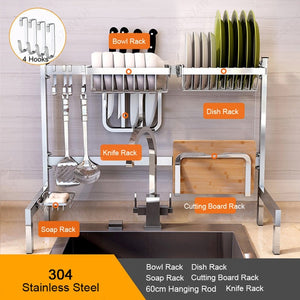 304 Stainless Steel Kitchen Shelf Rack Drying Drain Storage